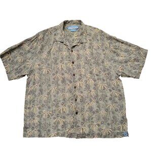 Bermuda Bay XL Hawaiian Button Up Shirt‎ Silk Floral Bamboo Pattern
